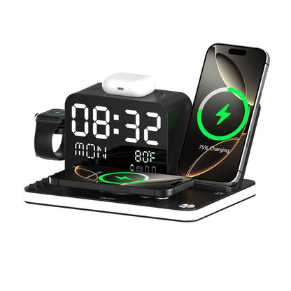 Acer 7 in 1 Wireless Charging Station with LED Night Light, Bluetooth Time Sync Clock & Temperature Display, USB-A & USB-C Ports – Compatible with Iphone, Android, Apple Watch & Airpods, Perfect Gift