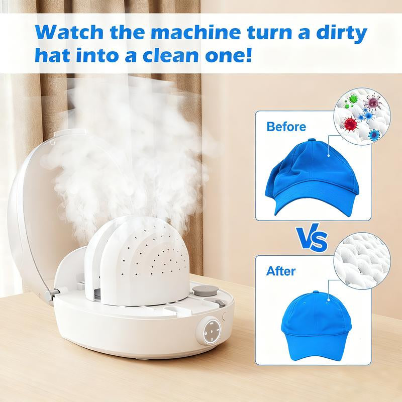 Ultimate Hat Care Machine: Auto Steam Press for Perfectly Shaped & Disinfected Trucker Hats, Baseball Caps, & Beanies - Includes Free Handheld Garment Steamer!