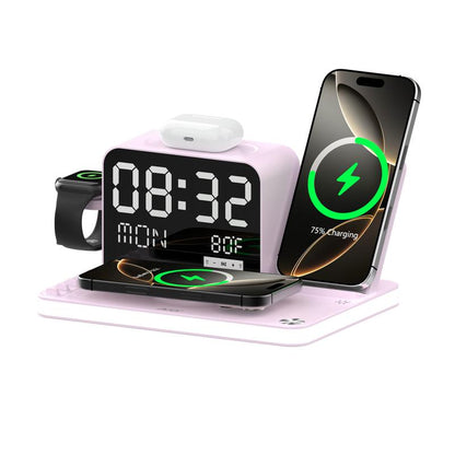 Acer 7 in 1 Wireless Charging Station with LED Night Light, Bluetooth Time Sync Clock & Temperature Display, USB-A & USB-C Ports – Compatible with Iphone, Android, Apple Watch & Airpods, Perfect Gift