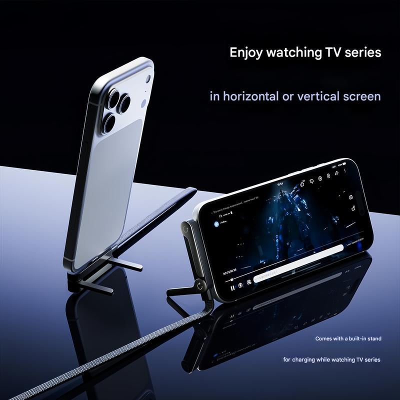 Experience Ultimate Convenience with the Basemo Invisible Holder Charger Cable: 240W Super Fast Charging & Stand for iPhone, Samsung, and Type-C Devices