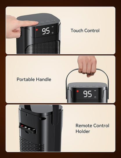 VAGKRI 1500W Portable Electric Space Heater - Fast Heating, Remote Control, 3 Modes, Oscillating, Timer, Safety Features for Home & Office