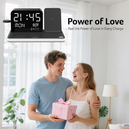 Acer 7 in 1 Wireless Charging Station with LED Night Light, Bluetooth Time Sync Clock & Temperature Display, USB-A & USB-C Ports – Compatible with Iphone, Android, Apple Watch & Airpods, Perfect Gift