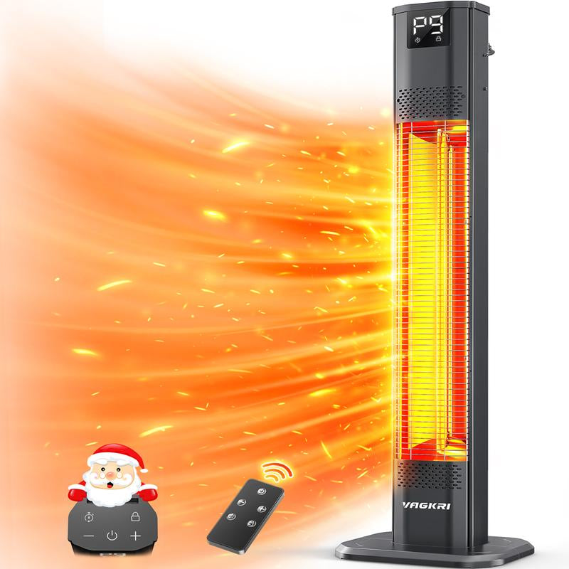 VAGKRI 1500W Portable Electric Space Heater - Fast Heating, Remote Control, 3 Modes, Oscillating, Timer, Safety Features for Home & Office