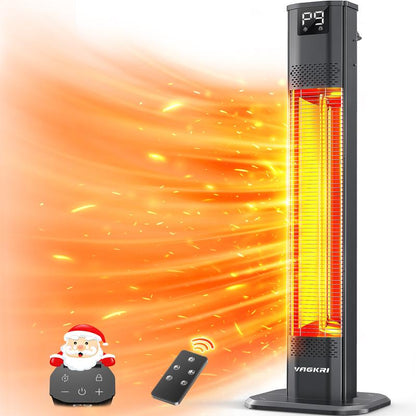 VAGKRI 1500W Portable Electric Space Heater - Fast Heating, Remote Control, 3 Modes, Oscillating, Timer, Safety Features for Home & Office