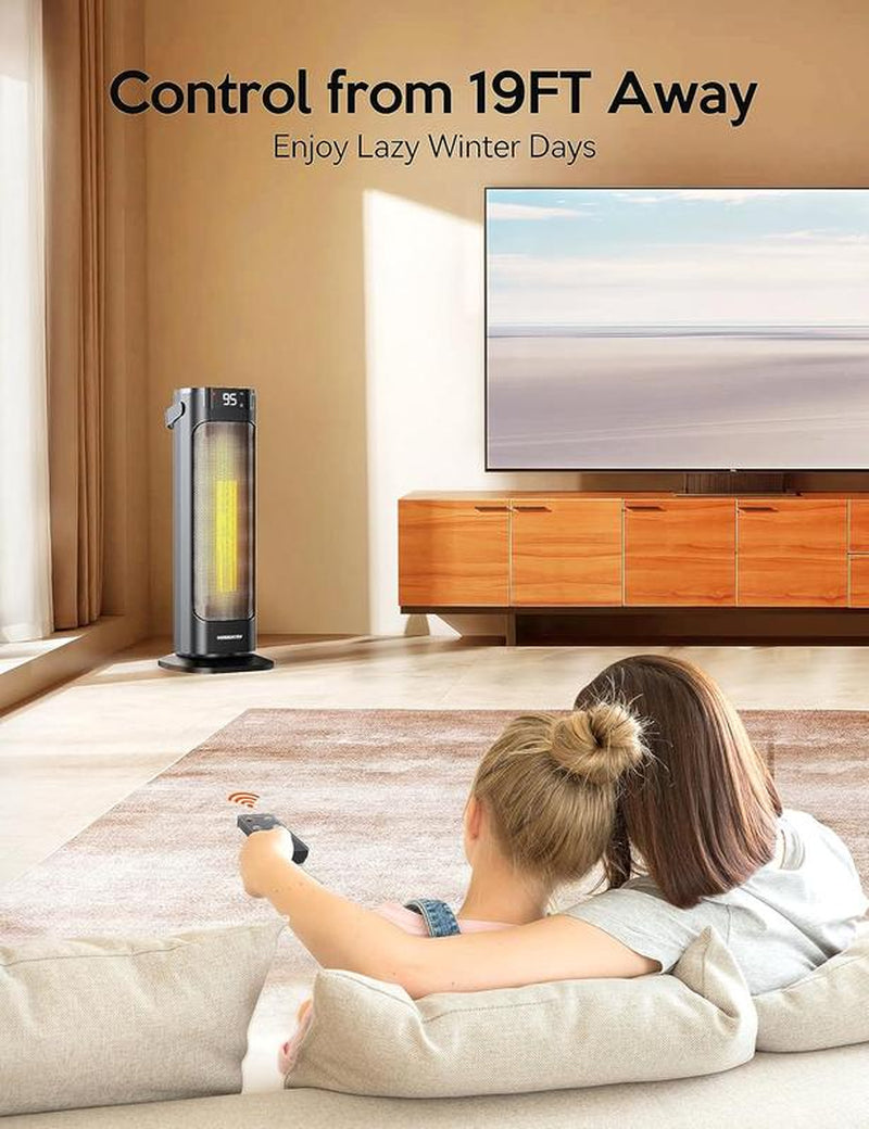 VAGKRI 1500W Portable Electric Space Heater - Fast Heating, Remote Control, 3 Modes, Oscillating, Timer, Safety Features for Home & Office