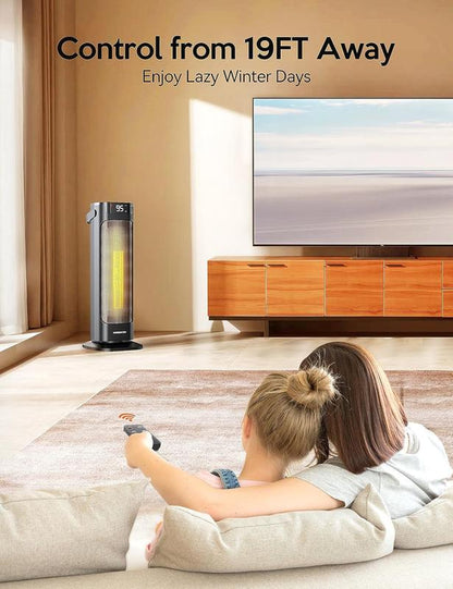 VAGKRI 1500W Portable Electric Space Heater - Fast Heating, Remote Control, 3 Modes, Oscillating, Timer, Safety Features for Home & Office